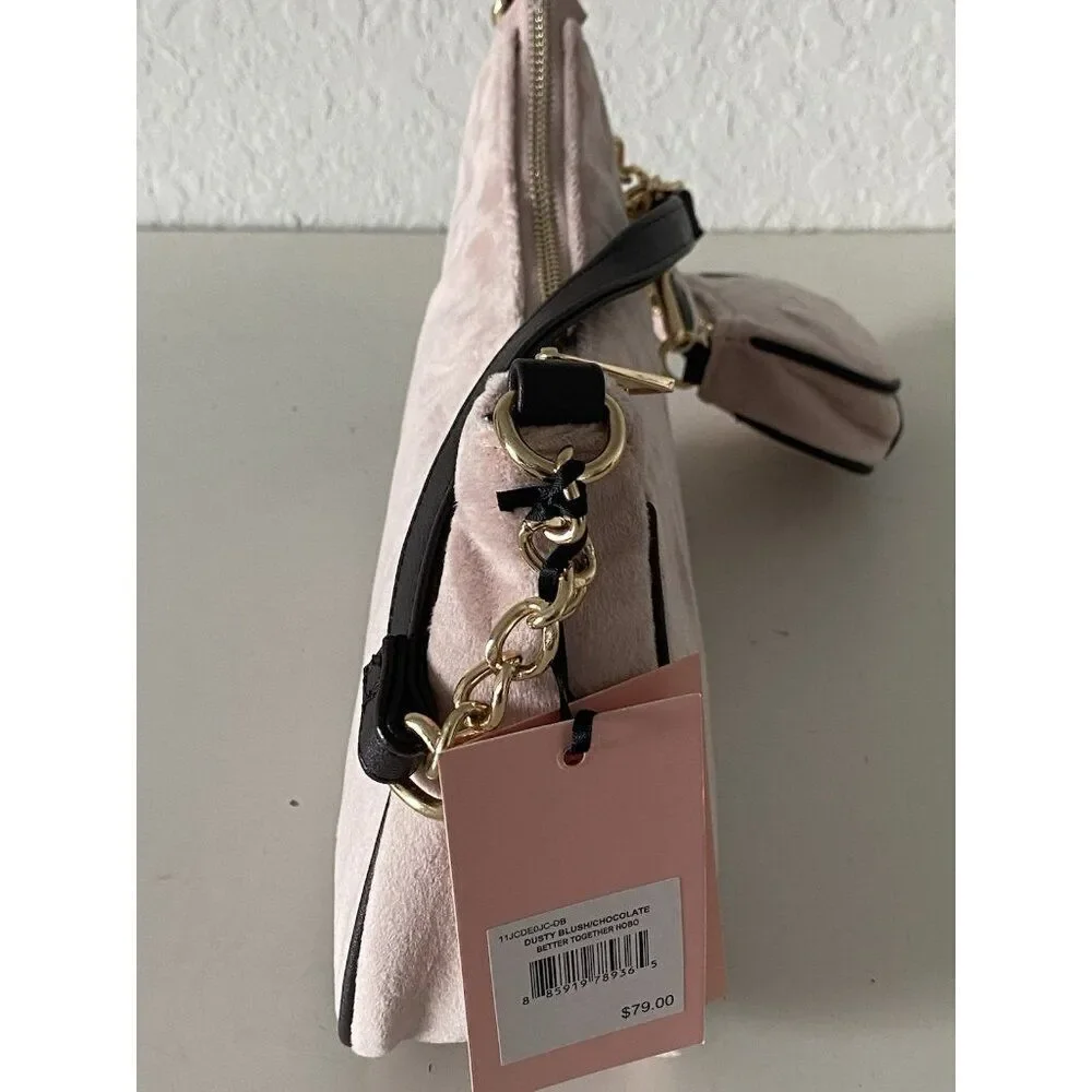 Juicy Couture Dusty Blush & Chocolate Better Together Hobo Bag With Mini Bag NEW